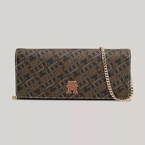 Tommy Hilfiger Monogram Clutch with Removable Chain NEW